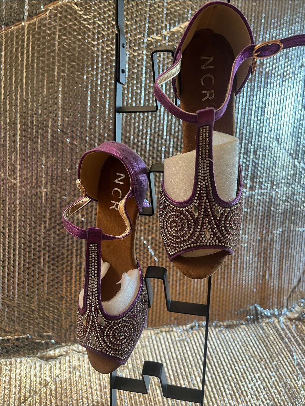 Women's Purple Embellished dancing shoes, New
